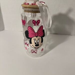 Minnie Mouse Glass Jar with Pink Accents